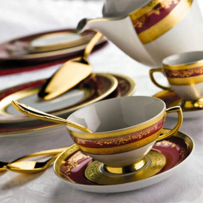Фарфор Royal Gold - Полный Набор на 6 Персон Бордо (40 Единиц) Фарфор Royal Gold - Полный Набор на 6 Персон Бордо (40 Единиц)