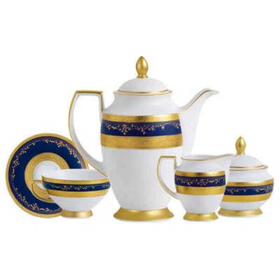 Фарфор Royal Gold - Кофейный Набор 6 Персон Кобальт (15 Единиц)