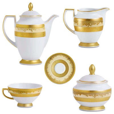 Фарфор Royal Gold - Кофейный Набор 6 Персон Кремовый (15 Единиц)