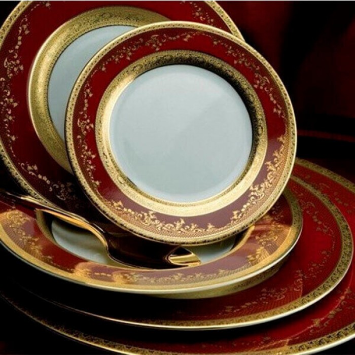 Фарфор Royal Gold - Полный Набор на 6 Персон Бордо (40 Единиц) Фарфор Royal Gold - Полный Набор на 6 Персон Бордо (40 Единиц)