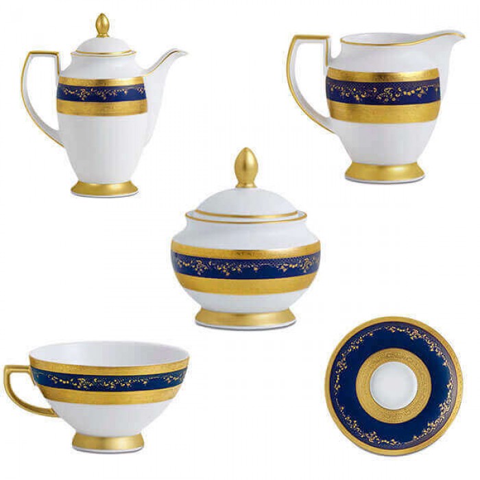 Фарфор Royal Gold - Кофейный Набор 12 Персон Кобальт (27 Единиц) Фарфор Royal Gold - Кофейный Набор 12 Персон Кобальт (27 Единиц)