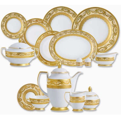 Фарфор Imperial Gold - Полный Набор на 12 Персон Кремовый (70 Единиц)