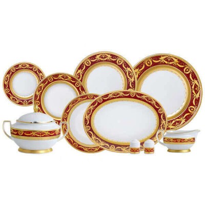 Фарфор Imperial Gold - Набор для Ужина 12 Персон Бордо (43 Единицы)