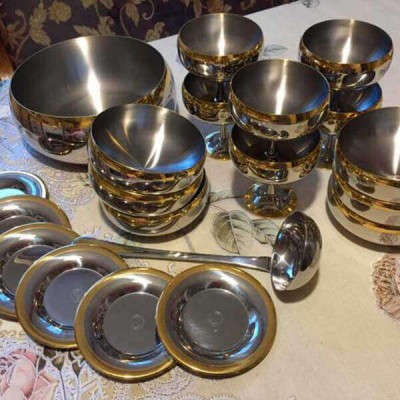 Набор из 6 шт чаш диаметром 12 см - с золотым декором